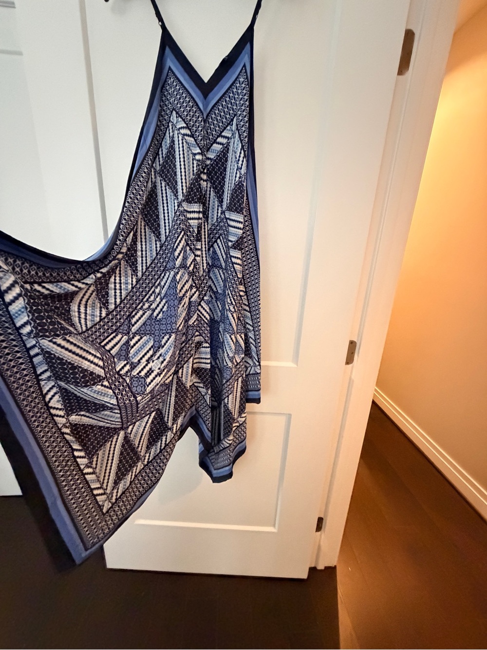 Nic + Zoe handkerchief hem Blue Patterned dress